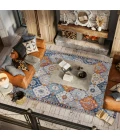 Kirman Bohemian Medallion Light Gray/Blue/Orange 4 ft. x 6 ft. Area Rug