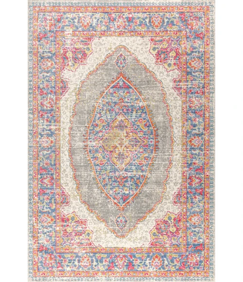 Kilia Medallion Fuchsia/Mustard/Indigo 8 ft. x 10 ft. Area Rug