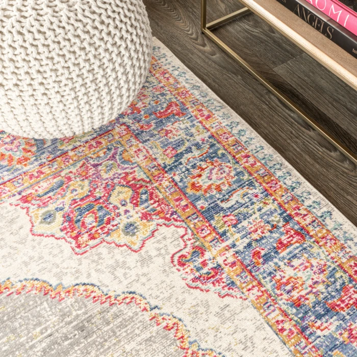 Kilia Medallion Fuchsia/Mustard/Indigo 8 ft. x 10 ft. Area Rug