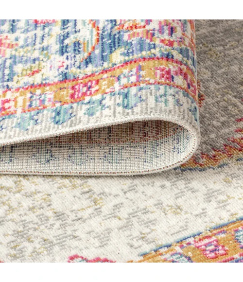 Kilia Medallion Fuchsia/Mustard/Indigo 8 ft. x 10 ft. Area Rug