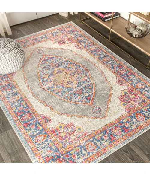 Kilia Medallion Fuchsia/Mustard/Indigo 8 ft. x 10 ft. Area Rug