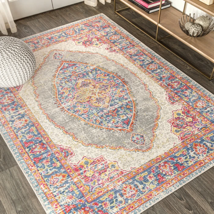 Kilia Medallion Fuchsia/Mustard/Indigo 8 ft. x 10 ft. Area Rug