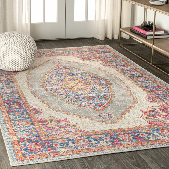 Kilia Medallion Fuchsia/Mustard/Indigo 8 ft. x 10 ft. Area Rug