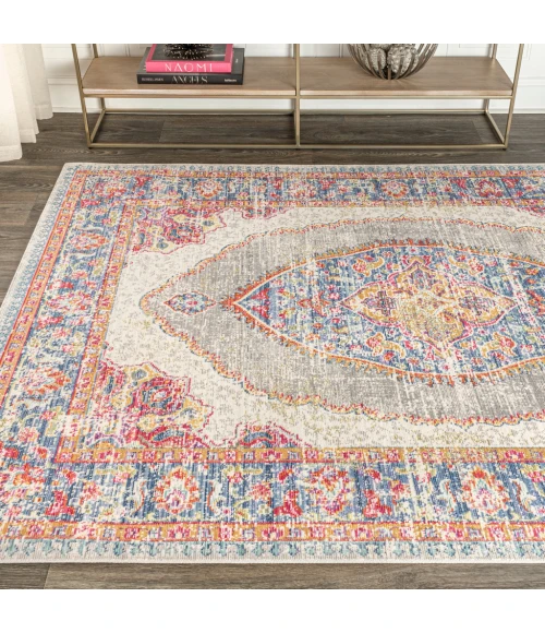 Kilia Medallion Fuchsia/Mustard/Indigo 8 ft. x 10 ft. Area Rug