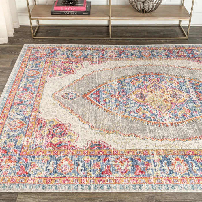 Kilia Medallion Fuchsia/Mustard/Indigo 8 ft. x 10 ft. Area Rug