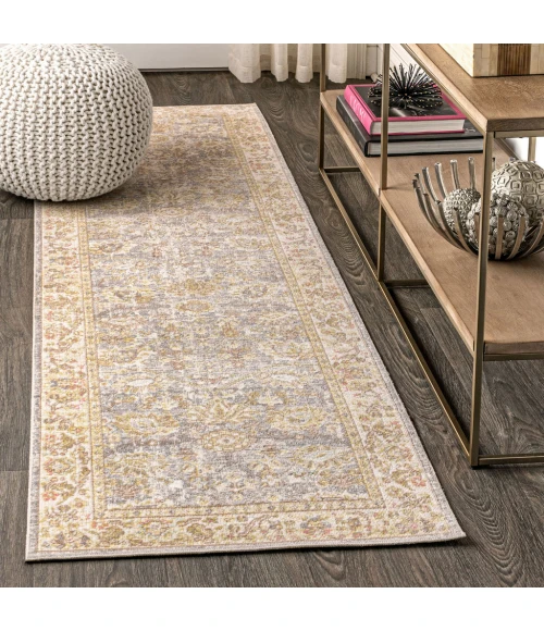 Alba Modern Faded Peshawar Gray/Ivory 2 ft. x 8 ft. Runner Rug