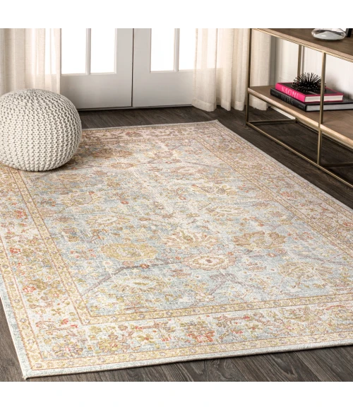 Alba Modern Faded Peshawar Light Blue/Ivory 3 ft. x 5 ft. Area Rug