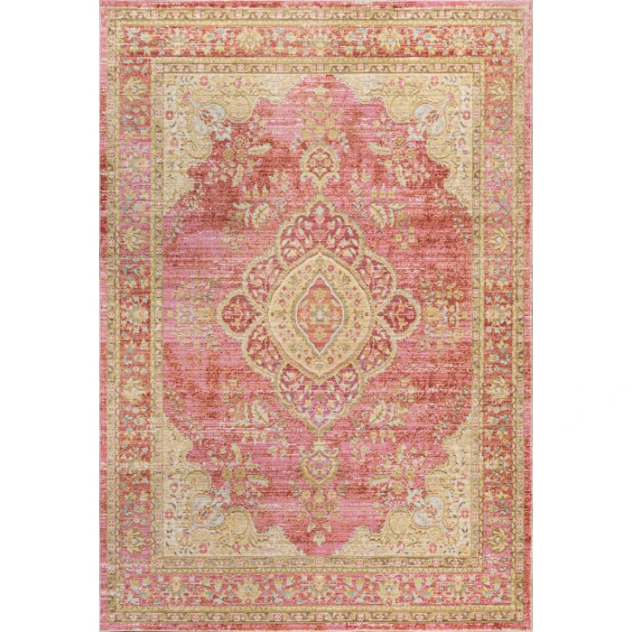 Khilana Floral Medallion Deep Rose/Ivory 5 ft. x 8 ft. Area Rug
