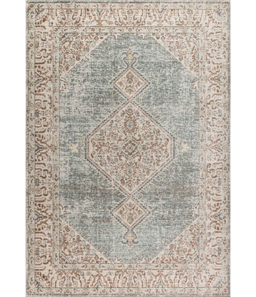 Lila Modern Tribal Medallion Light Blue/Ivory 5 ft. x 8 ft. Area Rug