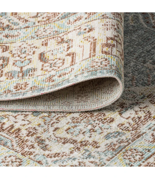 Lila Modern Tribal Medallion Light Blue/Ivory 2 ft. x 8 ft. Runner Rug