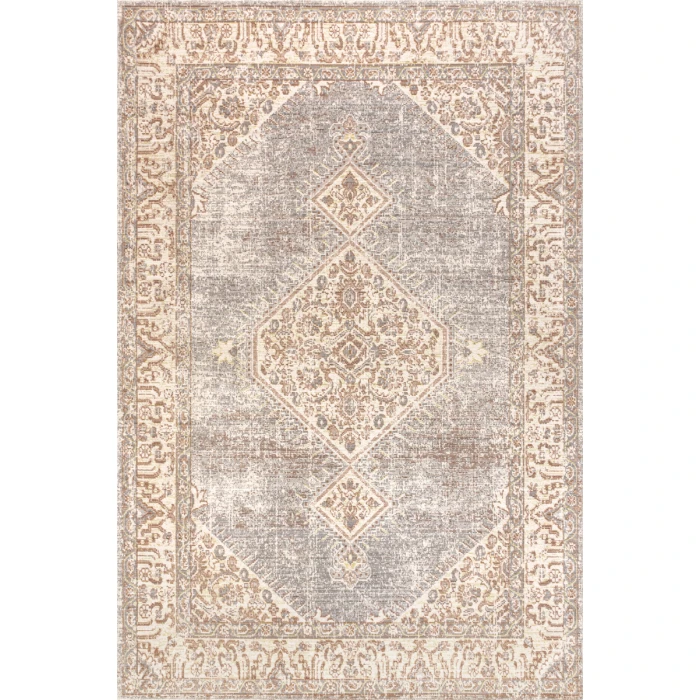 Lila Modern Tribal Medallion Gray/Ivory 3 ft. x 5 ft. Area Rug