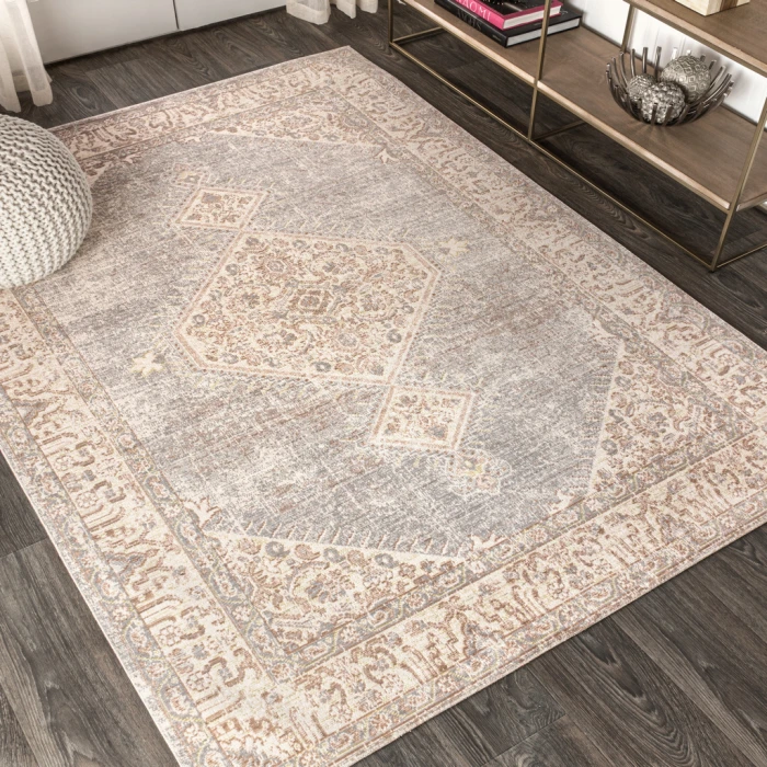 Lila Modern Tribal Medallion Gray/Ivory 3 ft. x 5 ft. Area Rug