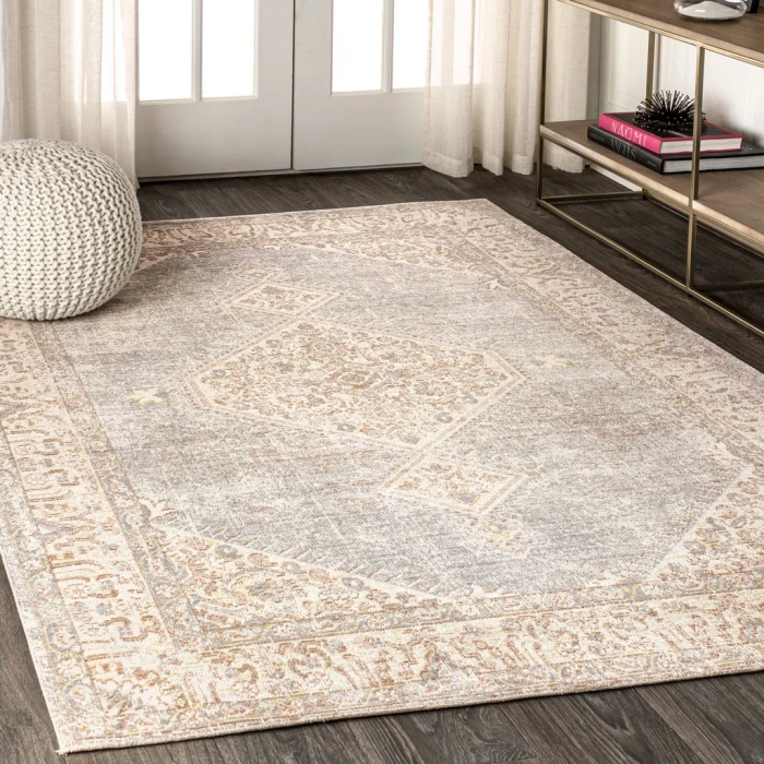 Lila Modern Tribal Medallion Gray/Ivory 3 ft. x 5 ft. Area Rug