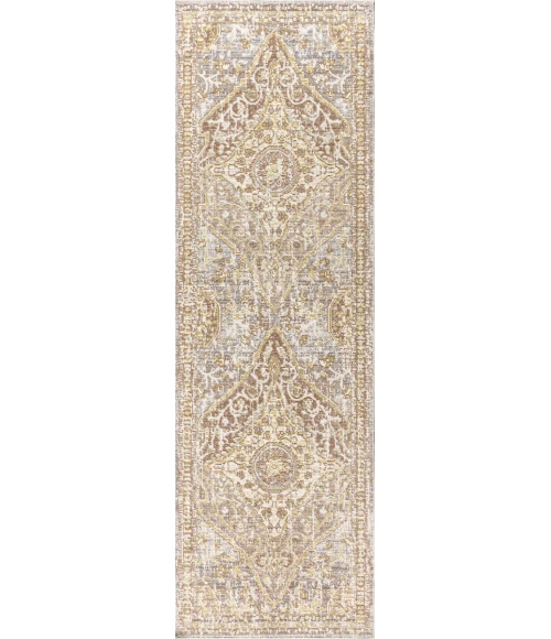 Petras Modern Ornate Medallion Gray/Brown 2 ft. x 8 ft. Runner Rug