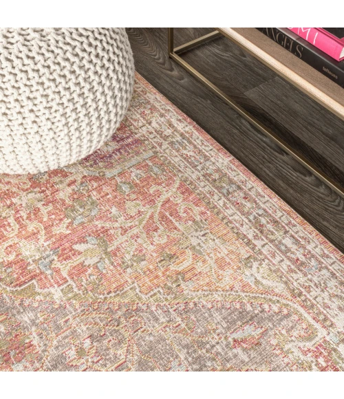 Petras Modern Ornate Medallion Brown/Pink 8 ft. x 10 ft. Area Rug