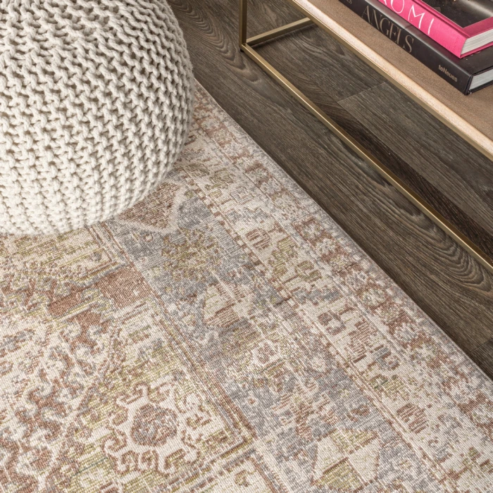 Darija Ornate Geometric Medallion Gray 5 ft. x 8 ft. Area Rug