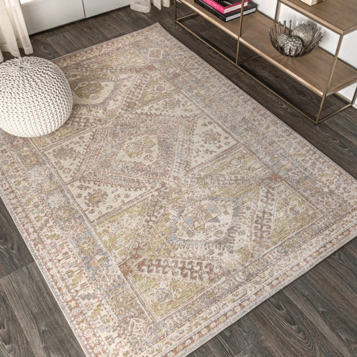 Darija Ornate Geometric Medallion Gray 5 ft. x 8 ft. Area Rug