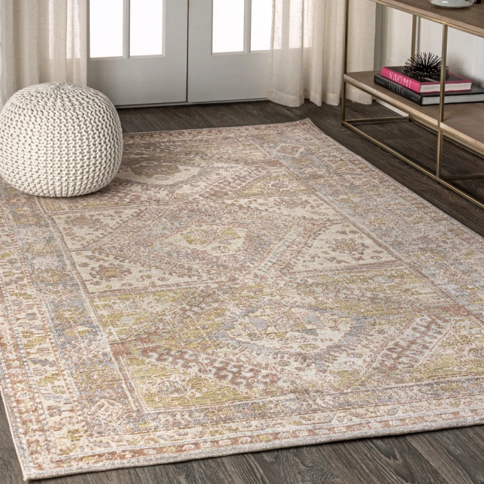 Darija Ornate Geometric Medallion Gray 5 ft. x 8 ft. Area Rug