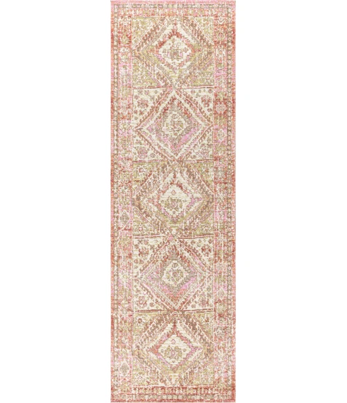 Darija Ornate Geometric Medallion Pink 2 ft. x 8 ft. Runner Rug