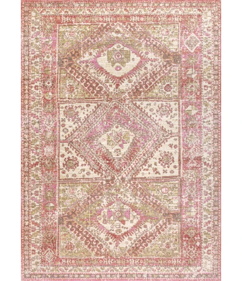 Darija Ornate Geometric Medallion Pink 8 ft. x 10 ft. Area Rug