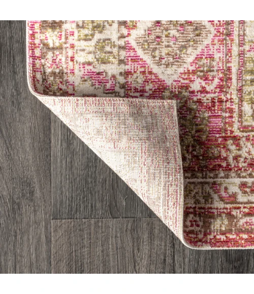 Darija Ornate Geometric Medallion Pink 2 ft. x 8 ft. Runner Rug