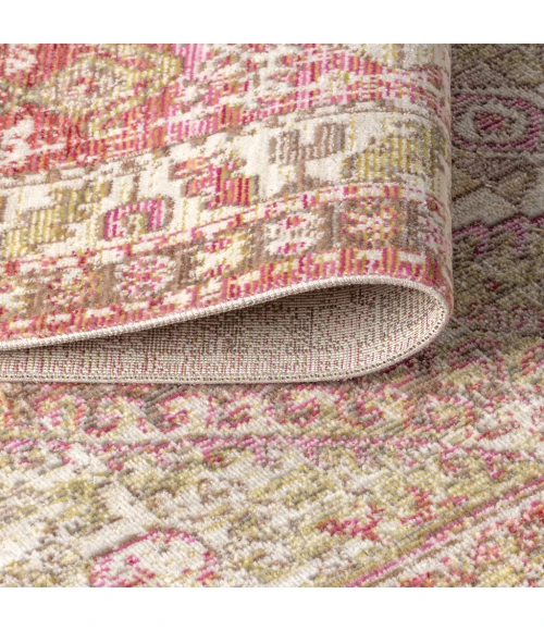 Darija Ornate Geometric Medallion Pink 2 ft. x 8 ft. Runner Rug