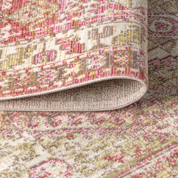 Darija Ornate Geometric Medallion Pink 2 ft. x 8 ft. Runner Rug