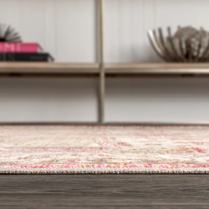 Darija Ornate Geometric Medallion Pink 2 ft. x 8 ft. Runner Rug