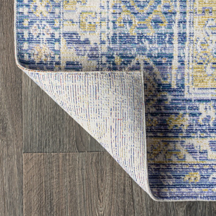 Darija Ornate Geometric Medallion Blue 3 ft. x 5 ft. Area Rug