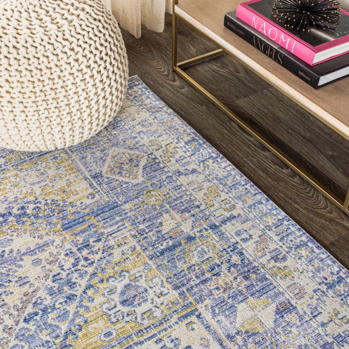 Darija Ornate Geometric Medallion Blue 3 ft. x 5 ft. Area Rug