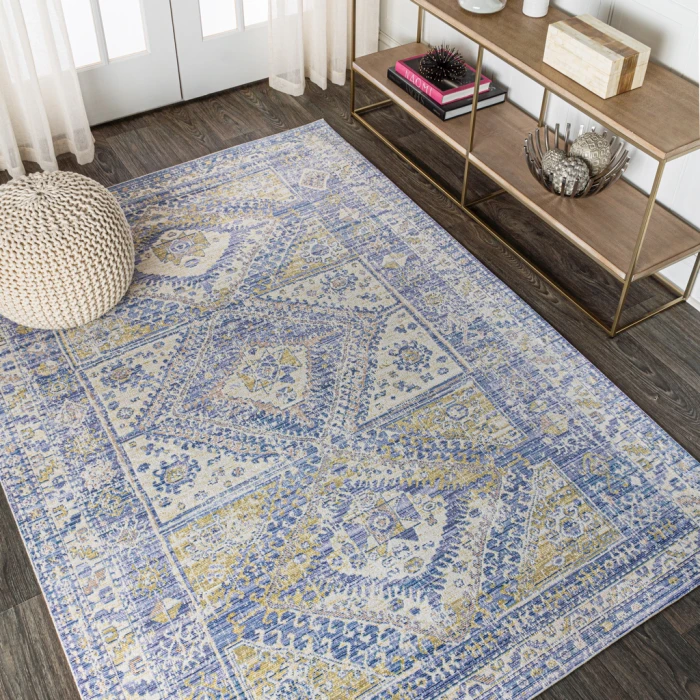 Darija Ornate Geometric Medallion Blue 3 ft. x 5 ft. Area Rug