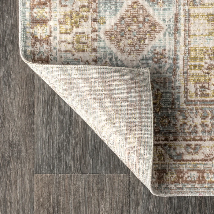 Darija Ornate Geometric Medallion Light Blue/Ivory 3 ft. x 5 ft. Area Rug