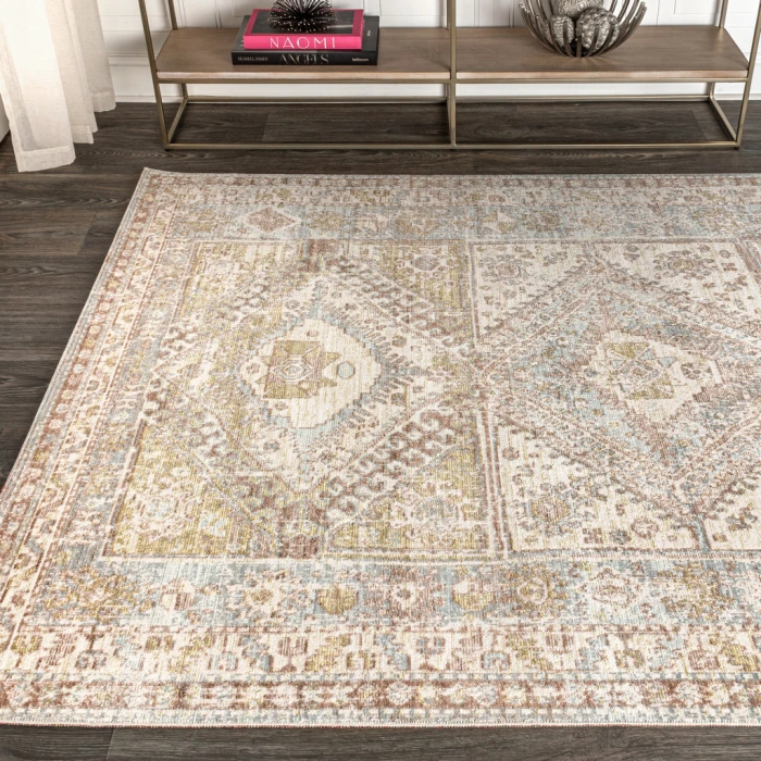 Darija Ornate Geometric Medallion Light Blue/Ivory 3 ft. x 5 ft. Area Rug