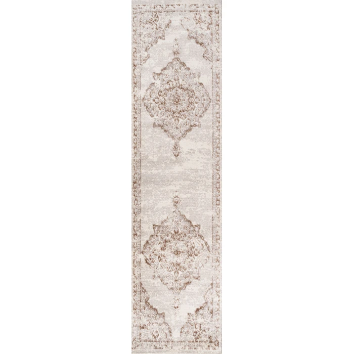 Alhambra Ornate Medallion Modern Cream/Red 2 ft. x 8 ft. Runner Rug