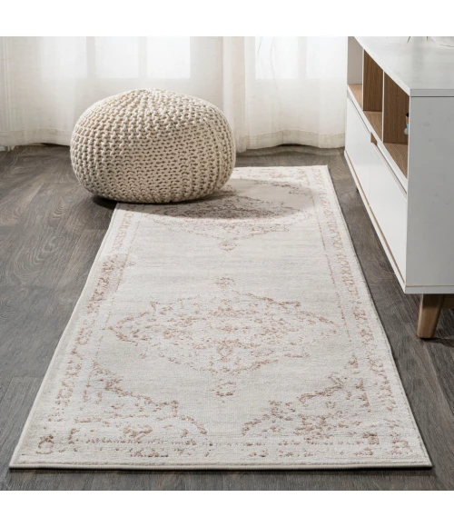 Alhambra Ornate Medallion Modern Cream/Red 2 ft. x 10 ft. Runner Rug