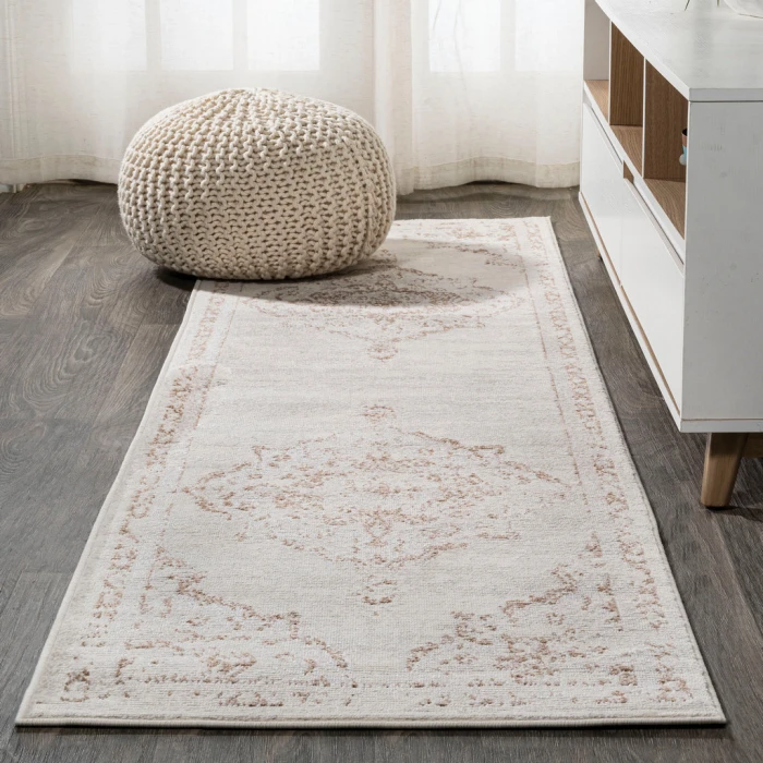 Alhambra Ornate Medallion Modern Cream/Red 2 ft. x 8 ft. Runner Rug