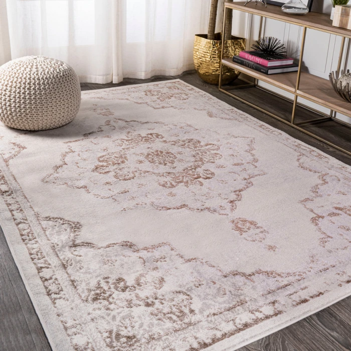 Alhambra Ornate Medallion Modern Cream/Red 4 ft. x 6 ft. Area Rug