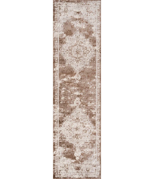 Alhambra Ornate Medallion Modern Brown/Cream 2 ft. x 10 ft. Runner Rug