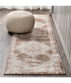 Jonathany Modern Persian MDP400B Brown/Cream Area Rug 2 ft. 3 in. X 10 ft. Runner