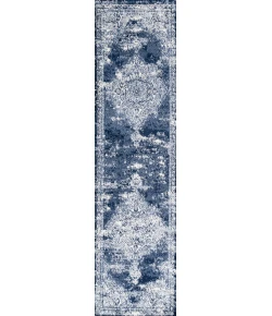 Jonathany Modern Persian MDP400C Navy/Ivory Area Rug 2 ft. 3 in. X 10 ft. Runner