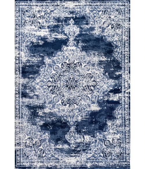 Alhambra Ornate Medallion Modern Navy/Ivory 4 ft. x 6 ft. Area Rug
