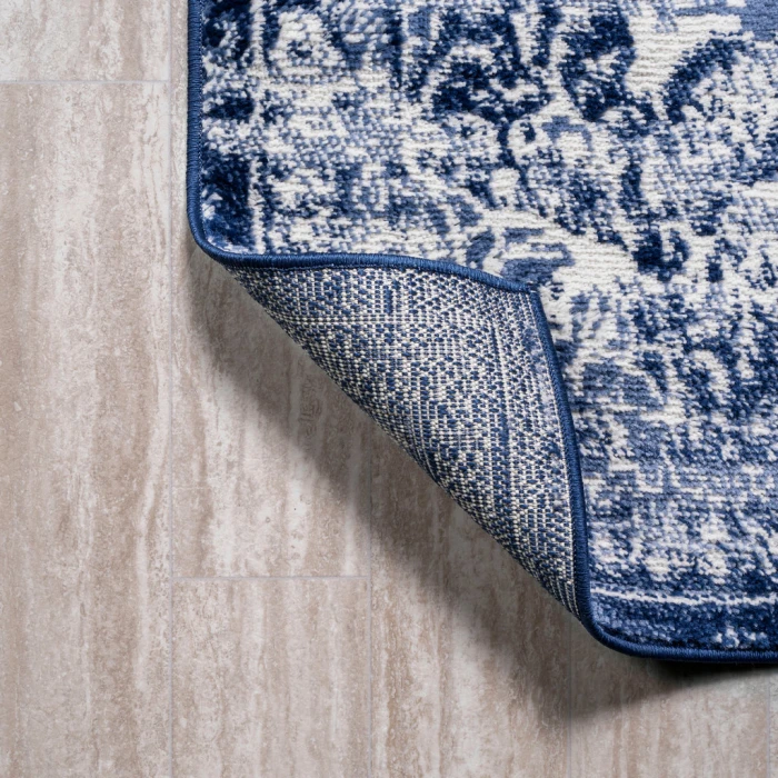 Alhambra Ornate Medallion Modern Navy/Ivory 2 ft. x 8 ft. Runner Rug
