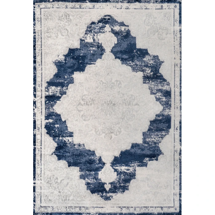Alhambra Ornate Medallion Modern Ivory/Navy 4 ft. x 6 ft. Area Rug