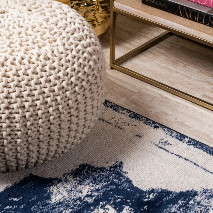 Alhambra Ornate Medallion Modern Ivory/Navy 2 ft. x 8 ft. Runner Rug
