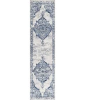 Alhambra Ornate Medallion Modern Light Blue/Ivory 2 ft. x 10 ft. Runner Rug