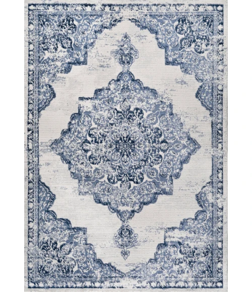 Alhambra Ornate Medallion Modern Light Blue/Ivory 4 ft. x 6 ft. Area Rug