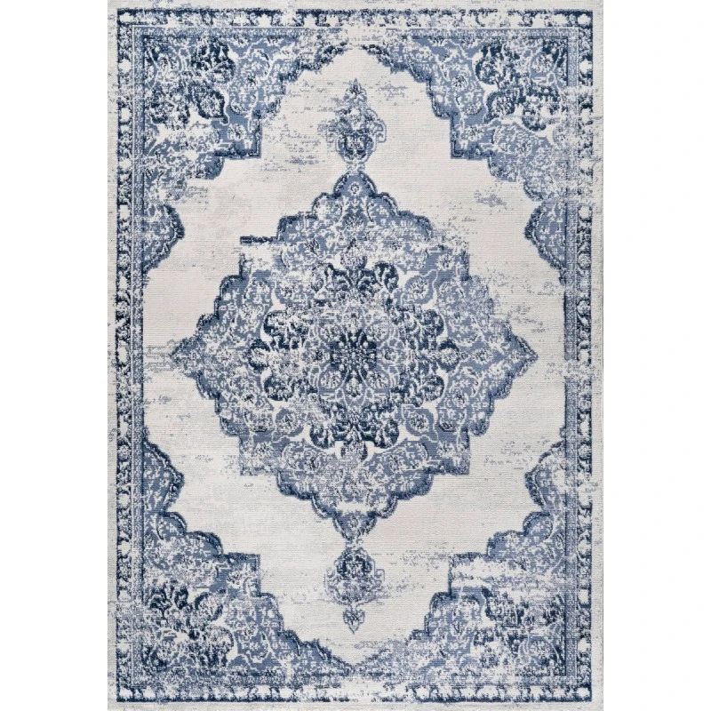 Alhambra Ornate Medallion Modern Light Blue/Ivory 5 ft. x 8 ft. Area Rug
