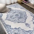 Alhambra Ornate Medallion Modern Light Blue/Ivory 5 ft. x 8 ft. Area Rug