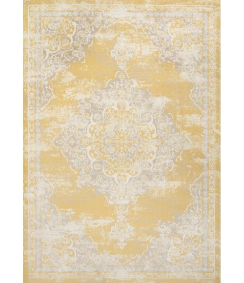 Alhambra Ornate Medallion Modern Yellow/Cream 4 ft. x 6 ft. Area Rug