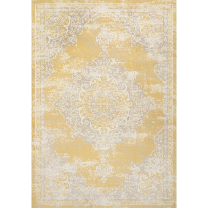 Alhambra Ornate Medallion Modern Yellow/Cream 3 ft. x 5 ft. Area Rug